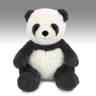 Plush Black and White Panda w a gray background