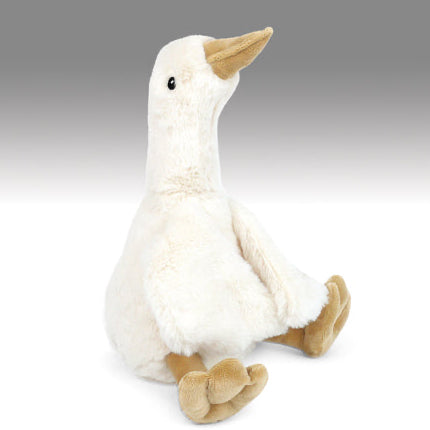 goose plush toy in cream color with golden beak and feet