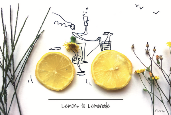 Illustration of bike with wheels made of lemons